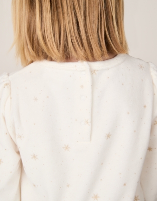 Organic Cotton Relaxed Fit Velour Glitter Snowflake Pyjama Set (2–12yrs)