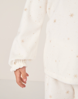 Organic Cotton Relaxed Fit Velour Glitter Snowflake Pyjama Set (2–12yrs)