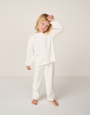 Organic Cotton Relaxed Fit Velour Glitter Snowflake Pyjama Set (2–12yrs)