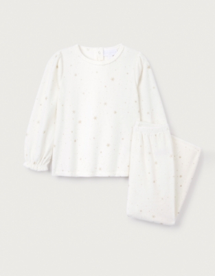Organic Cotton Relaxed Fit Velour Glitter Snowflake Pyjama Set (2–12yrs)