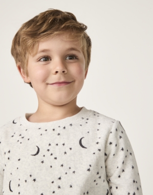 Organic Cotton Relaxed Fit Velour Moon & Star Pyjamas (2–12yrs)
