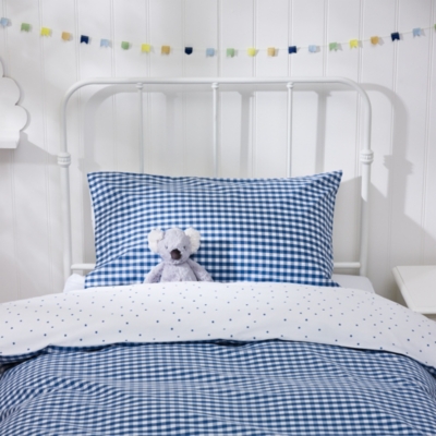 Organic Cotton Reversible Gingham Duvet Cover & Pillowcase Set