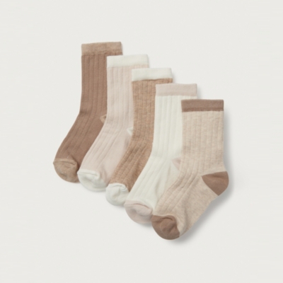 Organic Cotton Rib Colourblock Socks – Set of 5 (0–6yrs)