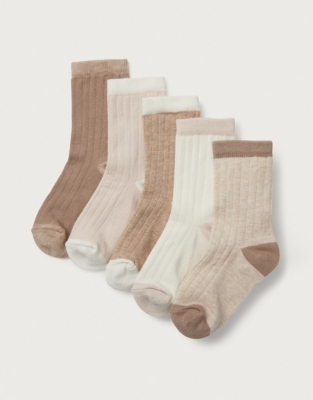 Organic Cotton Rib Colourblock Socks – Set of 5 (0–6yrs)