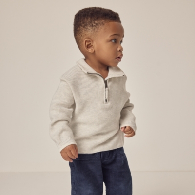 Organic Cotton Rib Half Zip Jumper (0–18mths)