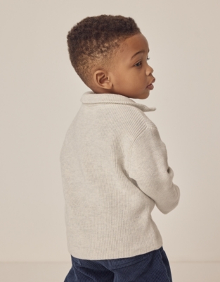 Organic Cotton Rib Half Zip Jumper (0–18mths)