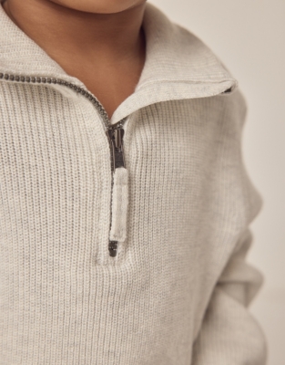 Organic Cotton Rib Half Zip Jumper (0–18mths)