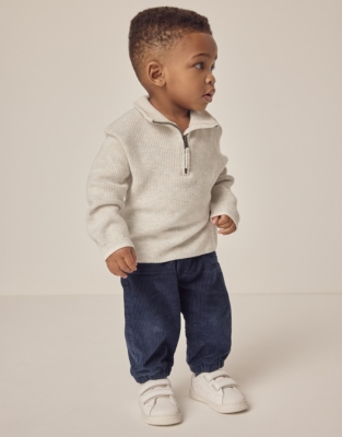 Organic Cotton Rib Half Zip Jumper (0–18mths)