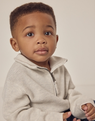 Organic Cotton Rib Half Zip Jumper (0–18mths)