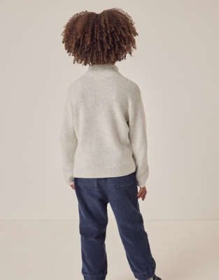 Organic Cotton Rib Half Zip Jumper (18mths–6yrs)