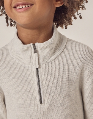Organic Cotton Rib Half Zip Jumper (18mths–6yrs)