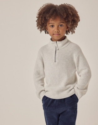 Organic Cotton Rib Half Zip Jumper (18mths–6yrs)