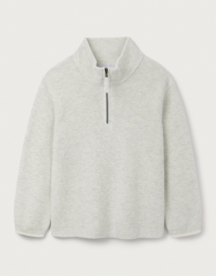 Organic Cotton Rib Half Zip Jumper (18mths–6yrs)