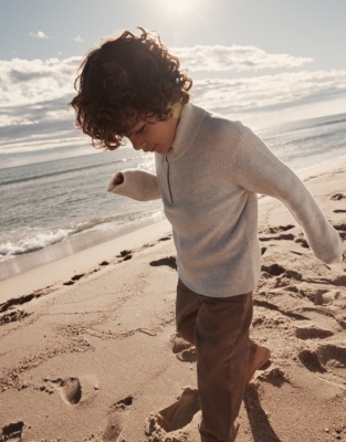 Organic Cotton Rib Half Zip Jumper (18mths–6yrs)