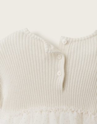 Organic Cotton Rib Knit & Tulle Dress (0–4yrs)