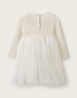 Organic Cotton Rib Knit & Tulle Dress (0–4yrs)