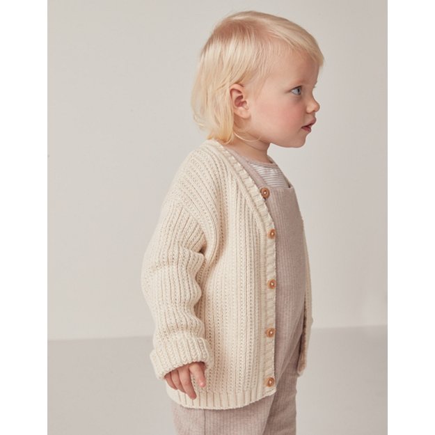 Organic Cotton Rib Knit Cardigan (0–18mths) | Baby Neutral | The White  Company