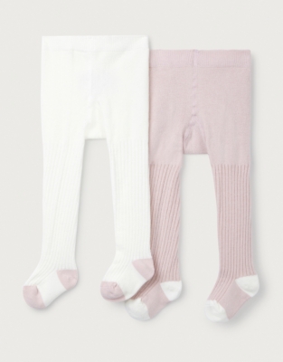 Organic Cotton Rib Tights – Set of 2 (0–6yrs)