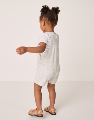 Organic Cotton Ribbed Overalls & Striped T-Shirt Set (0–24mths)