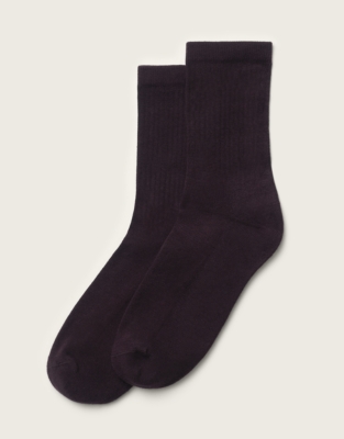 Organic Cotton Ribbed Socks - Oxblood