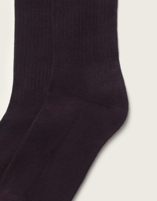 Organic Cotton Ribbed Socks - Oxblood