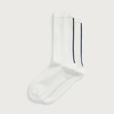 Organic Cotton Ribbed Stripe Detail Socks