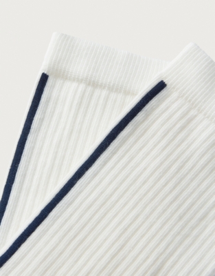 Organic Cotton Ribbed Stripe Detail Socks