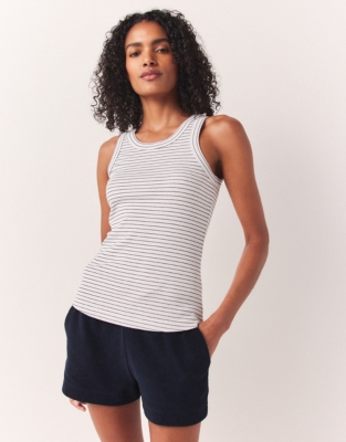 Organic Cotton Ribbed Stripe Lounge Vest