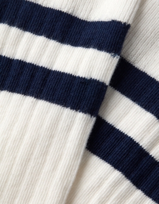 Organic Cotton Ribbed Stripe Socks - Ivory