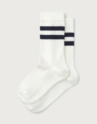 Organic Cotton Ribbed Stripe Socks