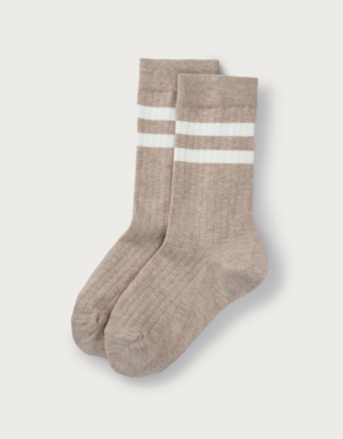 Organic Cotton Ribbed Stripe Socks - Hazelwood