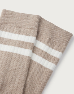Organic Cotton Ribbed Stripe Socks - Hazelwood