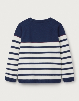 Organic Cotton Rich Anchor Striped Jumper with Wool (18mths–6yrs)