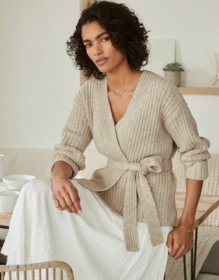 White hot sale belted cardigan