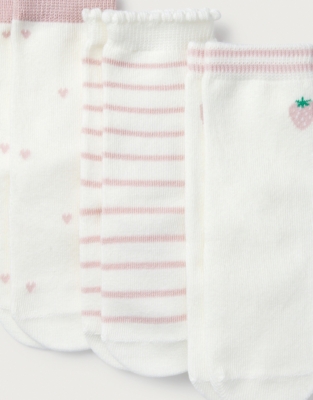 Organic Cotton Rich Strawberry & Stripes Socks – Set of 3 (0–6yrs)