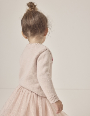 Organic Cotton Rich Strawberry Embroidered Jumper with Wool (0–18mths)