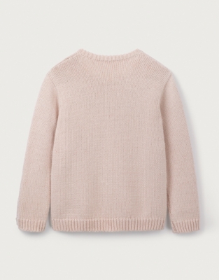 Organic Cotton Rich Strawberry Embroidered Jumper with Wool (0–18mths)