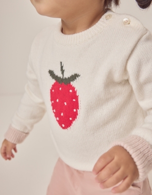 Organic Cotton Rich Strawberry Jumper with Wool (0–18mths)