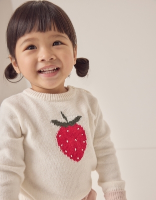 Organic Cotton Rich Strawberry Jumper with Wool (0–18mths)