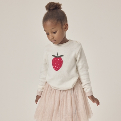 Organic Cotton Rich Strawberry Jumper with Wool (18mths–6yrs)