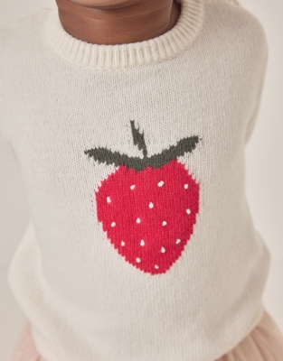 Organic Cotton Rich Strawberry Jumper with Wool (18mths–6yrs)