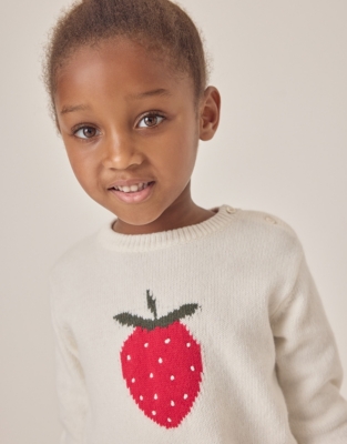 Organic Cotton Rich Strawberry Jumper with Wool (18mths–6yrs)