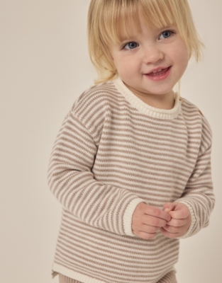 Organic Cotton Rich and Wool Blend Striped Jumper & Leggings Set (0–24mths)