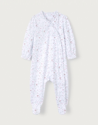 Organic Cotton Robin Frill Wrap Sleepsuit (0–24mths)