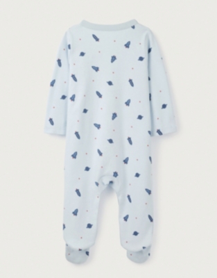 Organic Cotton Rocket Print Popper Down Sleepsuit (0–24mths) | Baby ...