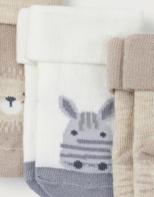 Organic Cotton Safari Animal Face Socks – Set of 3