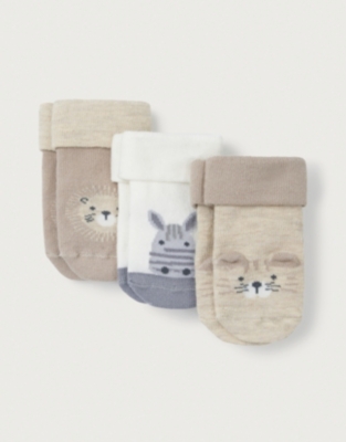 Organic Cotton Safari Animal Face Socks – Set of 3