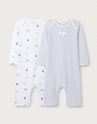 Organic Cotton Safari Sleepsuits – Set of 2 (0–9mths)