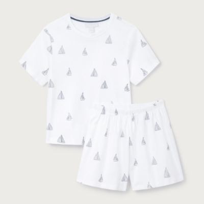 Organic Cotton Sailboat Shortie Pyjamas (2–12yrs)