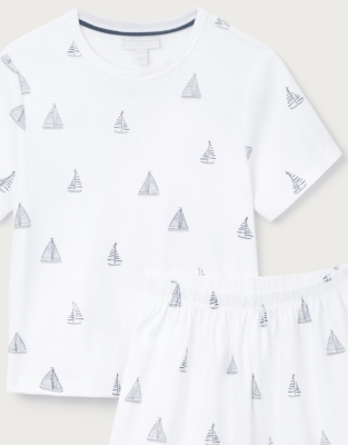 Organic Cotton Sailboat Shortie Pyjamas (2–12yrs)